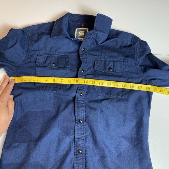G Star Raw Mens Shirt Blue LS Pockets Snap Front Streetwear Sz M - Picture 6 of 8